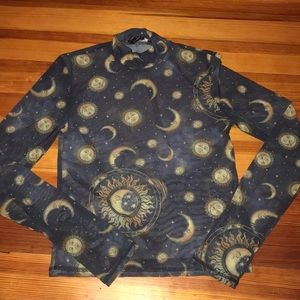 Forever 21 Mesh Longsleeve Mock Neck Top